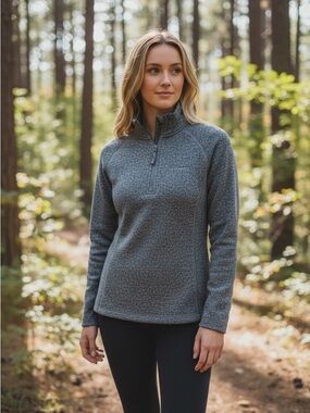 Eddie Bauer Women's Heathered Gray 1/4 Zip Fleece Pullover